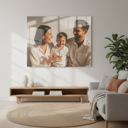 Premium aluminum print in minimalist living room